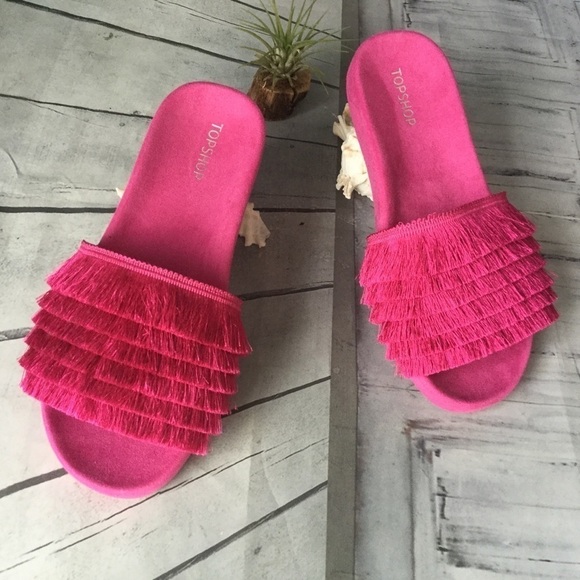 Topshop Pink Sliders Sandals - Picture 2 of 4